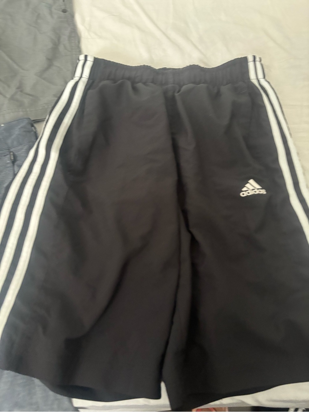 adidas Black Shorts with White Three-Stripes - Kids